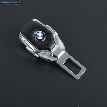 Заглушка ремня безопасности метал BMW цинк.сплав + кожа + вход под ремень FLY тип №3