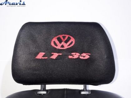 Чохол підголівників LT35 чорно-червоний логотип вишивка