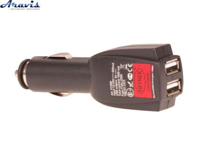 Зарядка в прикуриватель 2 выхода 2*USB (2100mA) Heyner 511600