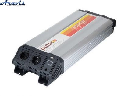Перетворювач напруги Pulso/ISU-3000/12V-220V/3000W/USB-5VDC2.0A/син.волна/клеми
