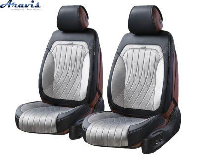 Накидки на сидения алькантара+кожзам серые Elegant Modena полный комплект