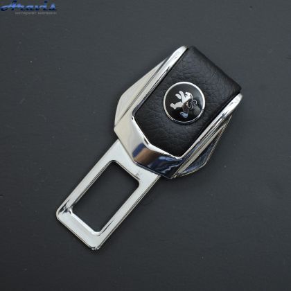 Заглушка ремня безопасности метал Peugeot цинк.сплав + кожа FLY тип №2