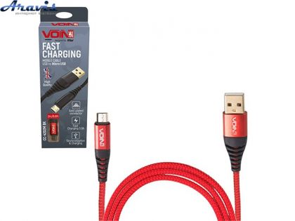 Кабель Voin CC-4202M RD, USB-Micro USB 3А, 2m, red быстрая зарядка/передача данных