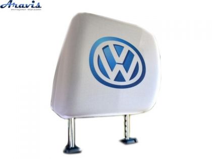 Чехол подголовников Volkswagen белый цветной логотип