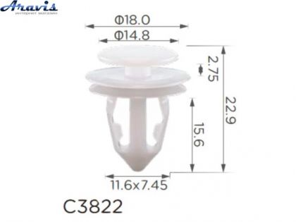 Клипсы C3822 обшивки Дверей Tesla 114276600A 100шт