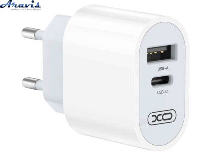 Адаптер 220v 1USB-1Type-C+кабель USB-MicroUSB XO L97 EU Белый