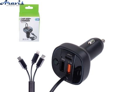 Модулятор FM 5в1 C35 12-24v 2USB 5V-3.1A Type C 5V-3.1A 3in1 charging cable BT5.0 RGB-ambient light