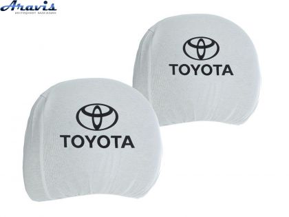 Чехол подголовников Toyota белый черный логотип