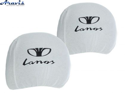 Чехол подголовников Lanos белый черный логотип