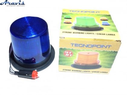 Маяк проблесковый мигалка 12-24V синяя Tecnopoint 22 LED 2835 SMD прикуриватель