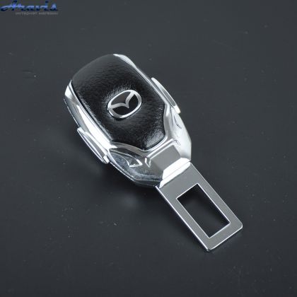 Заглушка ремня безопасности метал Mazda цинк.сплав + кожа + вход под ремень FLY тип №3