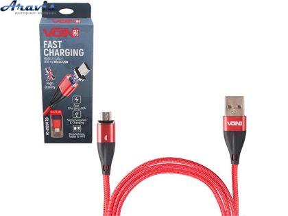 Кабель магнитный Voin VC-6101M RD USB-Micro USB 3А, 1m, red быстрая зарядка/передача данных