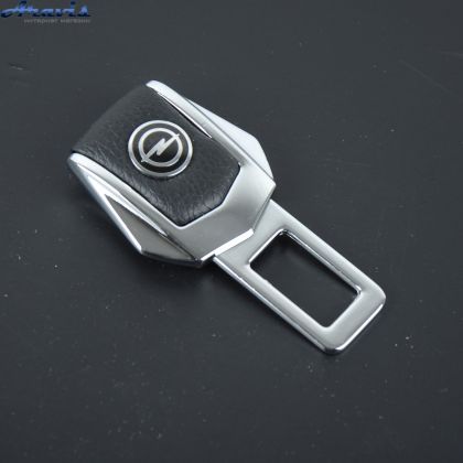 Заглушка ремня безопасности метал Opel цинк.сплав + кожа FLY тип №2