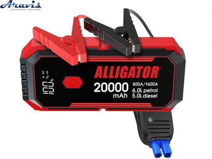 Пуско зарядное устройство для автомобильного аккумулятора 800А старт 20000 mAh 12В Alligator Jump Starter JS843