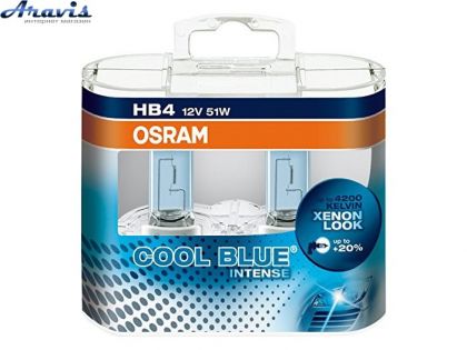 Галогенная лампа HB4 12V 51W 4200K +20% Cool Blue Osram 9006 CBI-BOX синяя уп Box-2шт