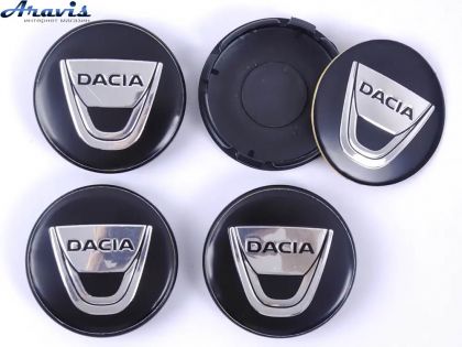 Колпачки на диски Dacia 58/56мм черний пластик логотип наклейка 4шт