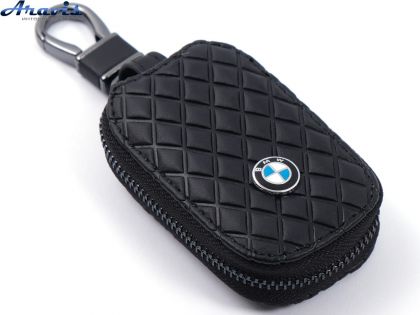Чехол для ключей с карабином BMW Экокожа Ромб