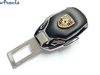 Заглушка ременя безпеки метал Porsche цинк.сплав + шкіра + вхід під ремінь FLY №3