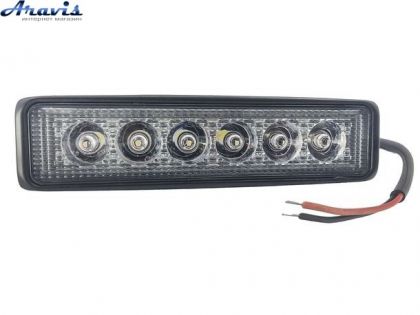 Додаткові світлодіодні фари LED Прямокутні 18W 155*44*47mm (3W*6) 10-30V ЛІНЗА 07T-18W/47/F ближній