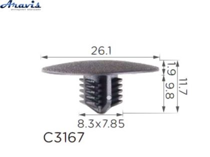 Клипсы C3167 обшивки Капота теплошумоизоляция Mitsubishi Citroen MU001282,10535 100шт