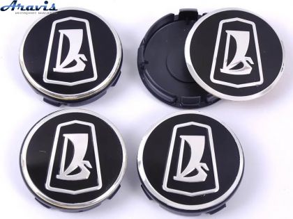 Колпачки на диски Lada 58/56мм черный пластик/логотип наклейка 4шт