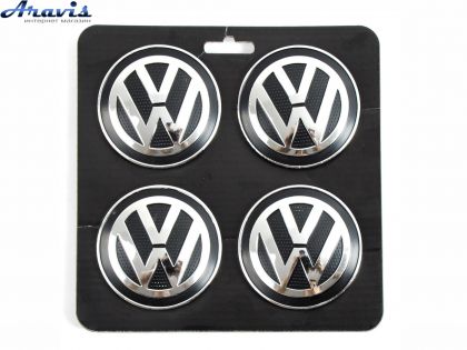 Ковпачки на диски Volkswagen чорні об'ємні 52/56мм заглушки на литі диски