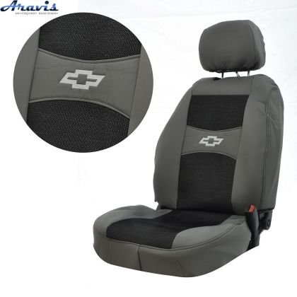Чехлы на сиденья Chevrolet Laccetti /Gentra SD-Combi 04- черно-Серый АвтоСвiт с подголовниками Лачетти