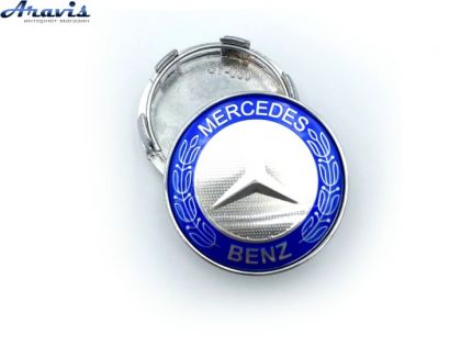 Колпачки на диски Mercedes с колоском синие объемные 65/69мм заглушки на литые диски