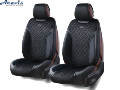 Накидки на сидения алькантара + кожзам черные Elegant Torino 3D полный комплект