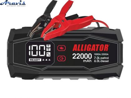 Пуско зарядное устройство для автомобильного аккумулятора 1000А старт 22000 mAh 12В Alligator Jump Starter JS845