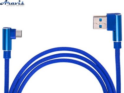 Кабель USB-Type С Blue 90° 200 Bl 90° синій
