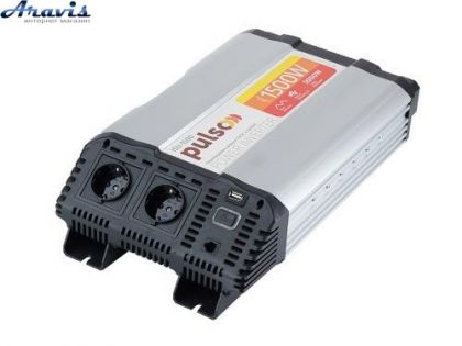 Перетворювач напруги Pulso/ISU-1500/12V-220V/1500W/USB-5VDC2.0A/син.волна/клеми