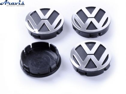 Колпачки на диски Volkswagen черные объемные 60/55мм заглушки на литые диски