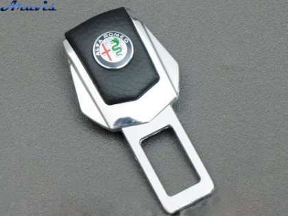 Заглушка ременя безпеки метал Alfa Romeo цинк.сплав + шкіра FLY №2