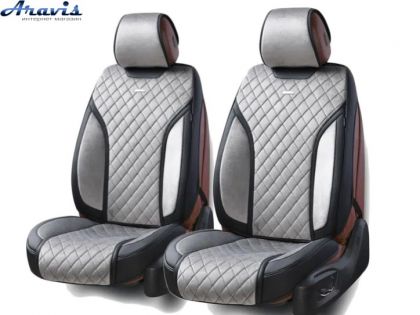 Накидки на сидения алькантара+кожзам серые Elegant Torino 3D полный комплект