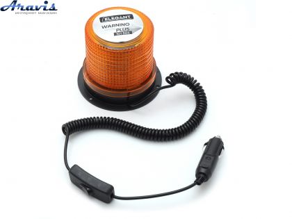 Маяк проблесковый мигалка-сирена 12/24V оранжевая EL 101 504 30 LED прикур./магнит/выключатель