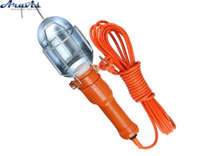 Переноска инспекционная 220в кабель 10м c выключателем оранжевая Elegant 101 535