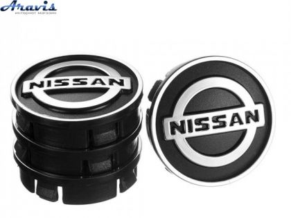 Ковпачки на диски Nissan 60x55 чорний ABS пластик 4шт 50036