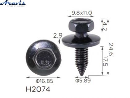 Саморез H2074 с шайбой Peugeot Citroen Renault 6922H2,19835 100шт