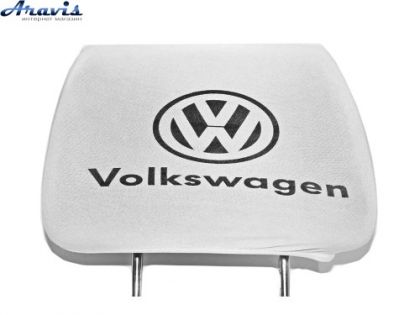 Чохол підголівників Volkswagen білий чорний логотип