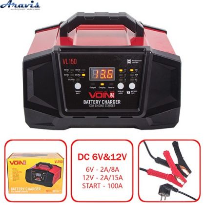 Пуско зарядний пристрій автомобільного акумулятора VOIN VL-150 LCD індикація