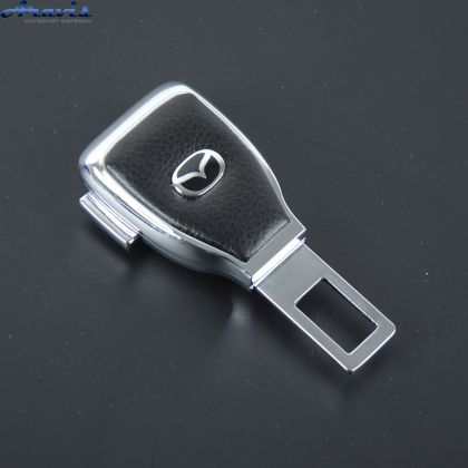 Заглушка ремня безопасности метал Mazda цинк.сплав + кожа + вход под ремень FLY тип №5