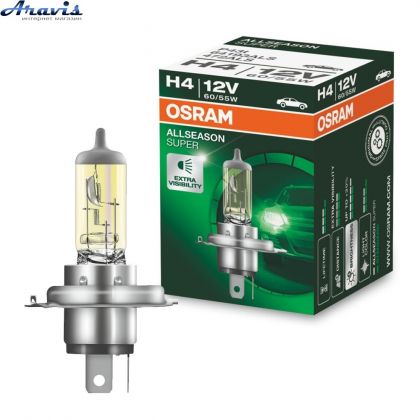Галогенная лампа H4 12V 60/55W AllSeason Super Osram 64193ALS зеленая уп