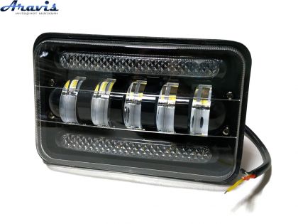 Дополнительные светодиодные фары LED 75W + ДХО 01-75W прямоугольные ближний