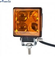 Додаткові світлодіодні фари LED Квадрат 75*75*49mm 12W (3W*4) 10-30V Белавто BOL0403 QLА Жовтий 1шт дальній