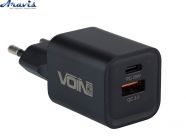 Сетевое зарядное устройство Voin 35W 1 USB QC3.0 18W+1 PD 35W LC-36525