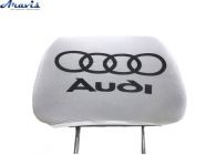 Чехол подголовников Audi белый черный логотип
