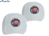 Чохол підголівників Fiat білий кольоровий логотип