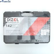 Набор инструментов 142 предмета DIZEL DZ-142 1/2-3/8-1/4" (Е+ свеч+ удл+ трещ+ ворот+ кард+ биты+ инстр)