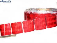 Стрічка світловідбивна червона 5х50м сигментована соти-смуга Туреччина 1бхт 50м